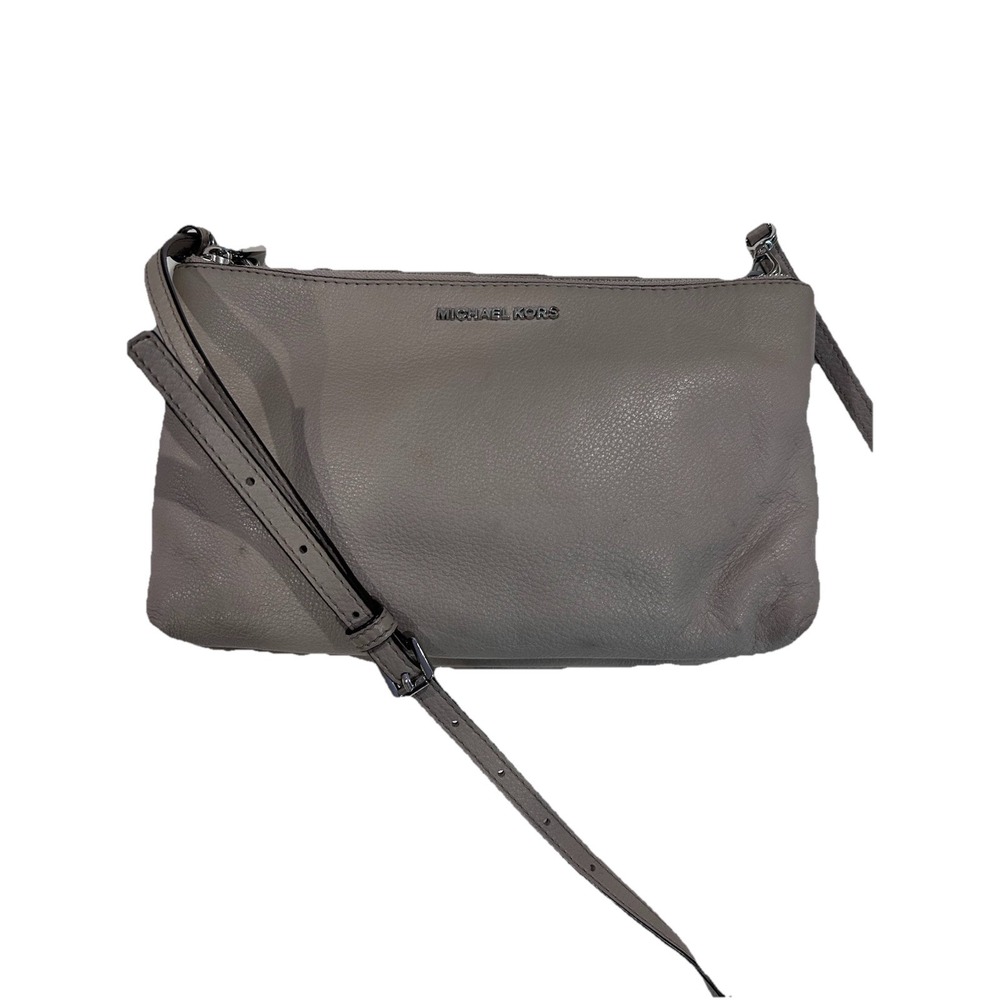 Michael Kors Shoulder Cross Bag Gray  Pebble Leather 32S7SAFC3L Tag Double‎ Zip